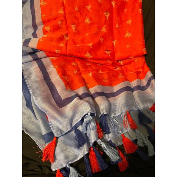 NIB Signature Boat Fringed Scarf - Picture 1 of 1